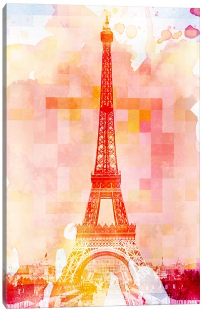 Eiffel Tower Rose Pallet Slate Canvas Art Print - Neon Pop Collection