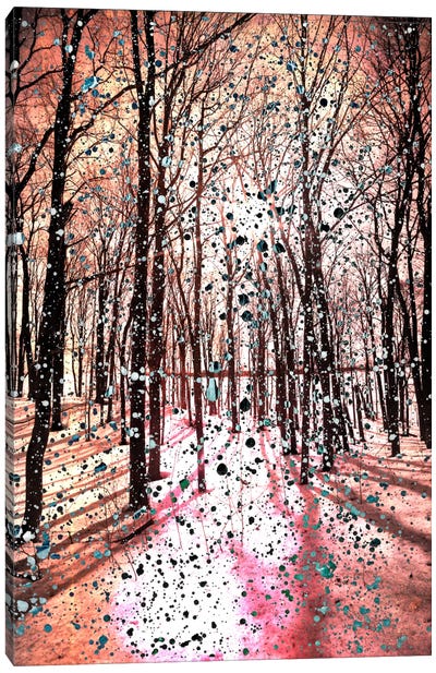 Birches Impression Canvas Art Print - Neon Pop Collection