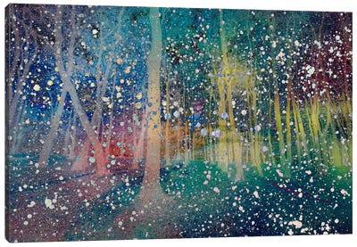 Birches Impression #2 Canvas Art Print - Neon Pop Collection