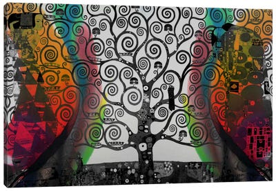 Life Tree in Negatives #2 Canvas Art Print - Neon Pop Collection