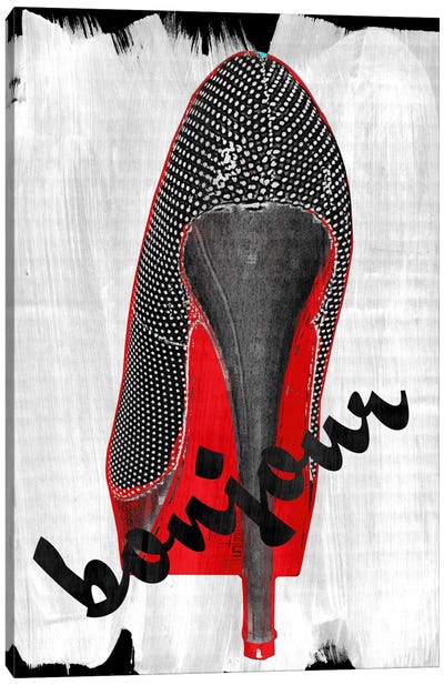 Bonjour Red Bottom Impression Canvas Art Print - Shoe Art