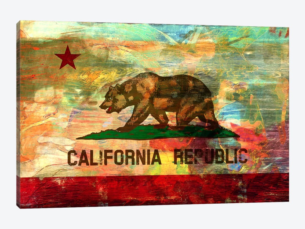 Pattern Fade California Flag by 5by5collective 1-piece Art Print