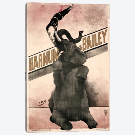 Elephant Gray Barnum & Bailey Canvas Print #VAC1080} by Vintage Apple Collection Art Print