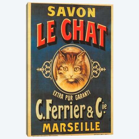 Savon Le Chat Canvas Print #VAC115} by Vintage Apple Collection Canvas Art