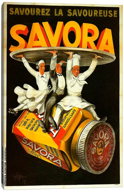 Savora Waiters Canvas Art Print - French Cuisine Art