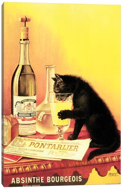 Absinthe Bourgeois Canvas Art Print - Cat Art