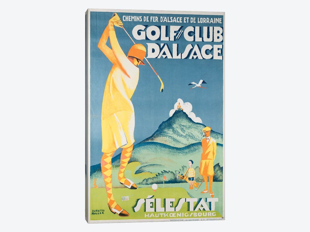 Alsace Golf by Vintage Apple Collection 1-piece Canvas Artwork