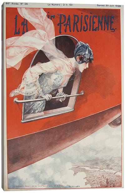 Art Deco Airplane La Vie Parisienne, 1928 Canvas Art Print - Airplane Art
