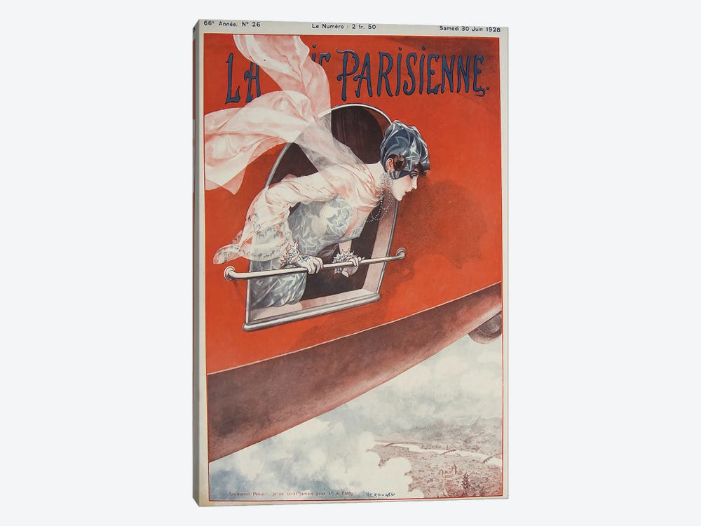 Art Deco Airplane La Vie Parisienne, 1928 by Vintage Apple Collection 1-piece Canvas Art Print