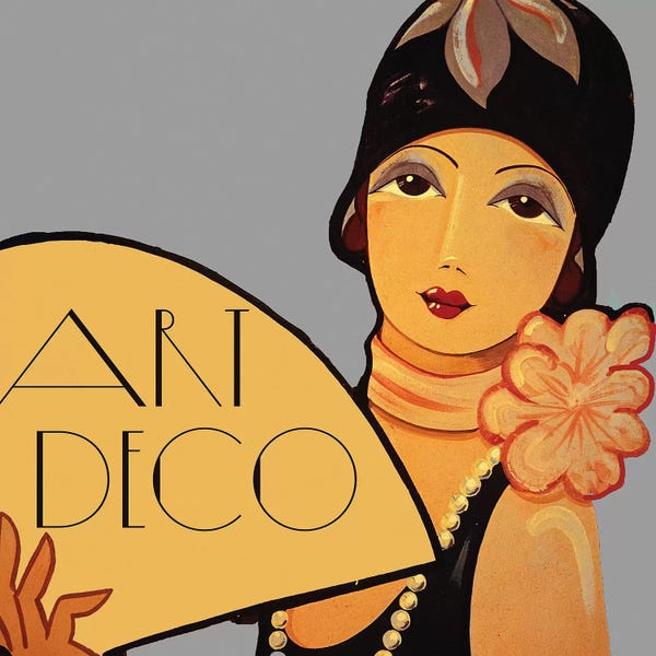 Art Deco: Art Deco Flapper With Fan by Vintage Apple Collection