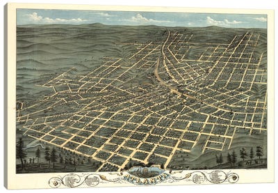 Atlanta Map, 1871 Canvas Art Print - Urban Maps