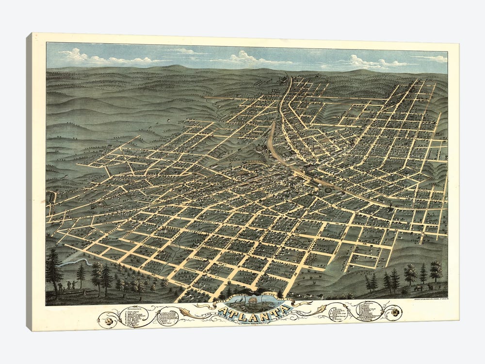 Atlanta Map, 1871 by Vintage Apple Collection 1-piece Art Print