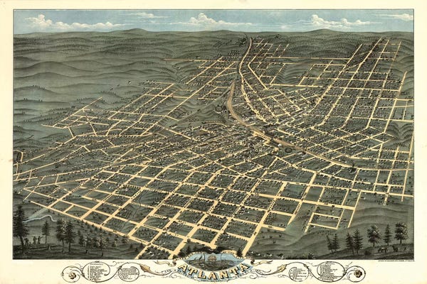 Vintage Apple Collection: Atlanta Map, 1871 by Vintage Apple Collection