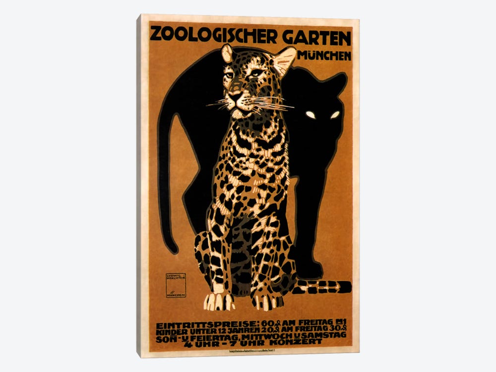 zoo big cats by Vintage Apple Collection 1-piece Canvas Art