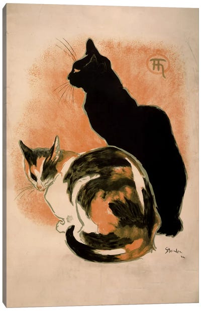 Steinlen, Twocats_filter Canvas Art Print - Calico Cat Art