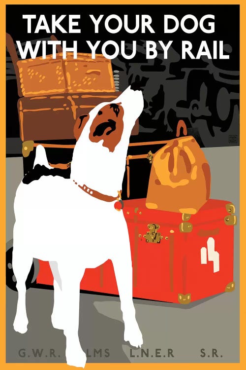 Dog By Rail by Vintage Apple Collection wall art