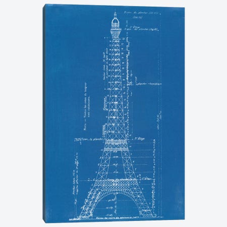 Eiffel Tower Blueprint Canvas Print #VAC1526} by Vintage Apple Collection Art Print