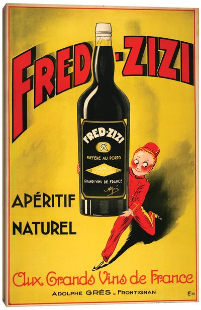 Fred-Zizi Apéritif, 1932 Canvas Art Print - Winery/Tavern