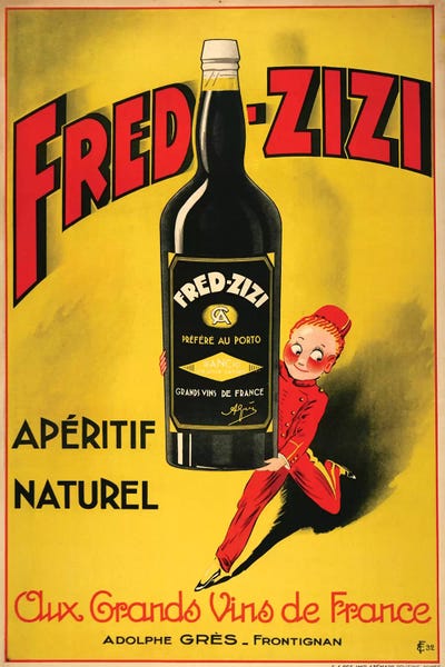 Vintage Kitchen Posters: Fred-Zizi Apéritif, 1932 by Vintage Apple Collection