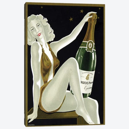 French Champagne Canvas Print #VAC1623} by Vintage Apple Collection Canvas Art Print