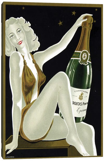 French Champagne Canvas Art Print - Vintage Kitchen Posters