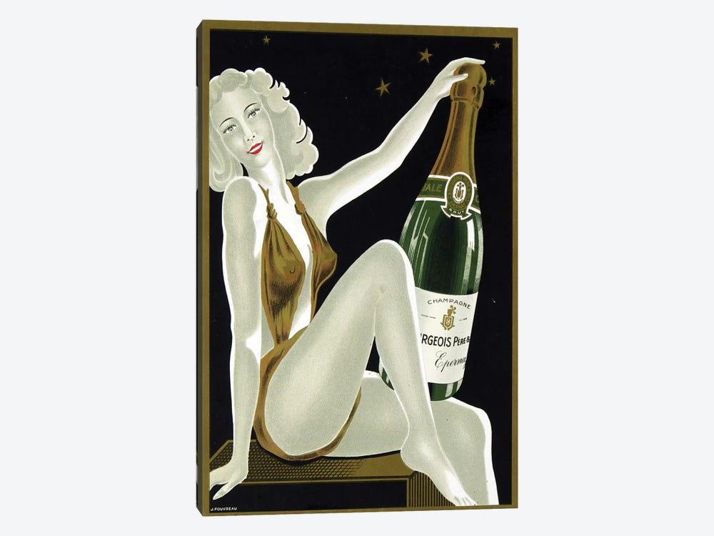 French Champagne by Vintage Apple Collection 1-piece Canvas Art Print