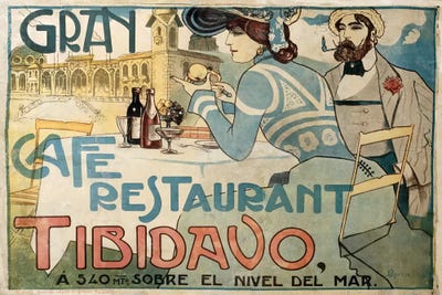 Gran Café Restaurant by Vintage Apple Collection metal wall art