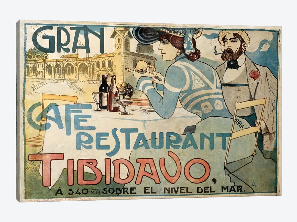 Gran Café Restaurant by Vintage Apple Collection 1-piece Art Print
