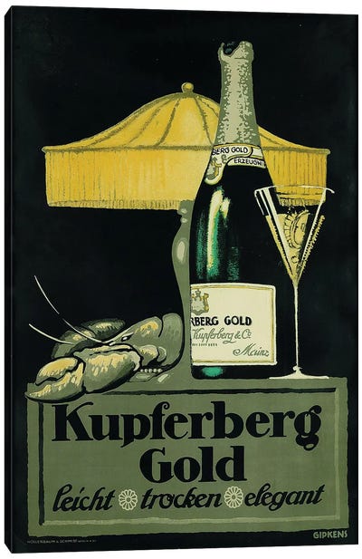 Kupferberg Gold Champagne & Lobster Canvas Art Print - Lobster Art