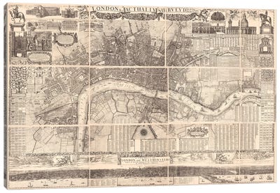 London Actually Surveyed Map Canvas Art Print - Urban Maps