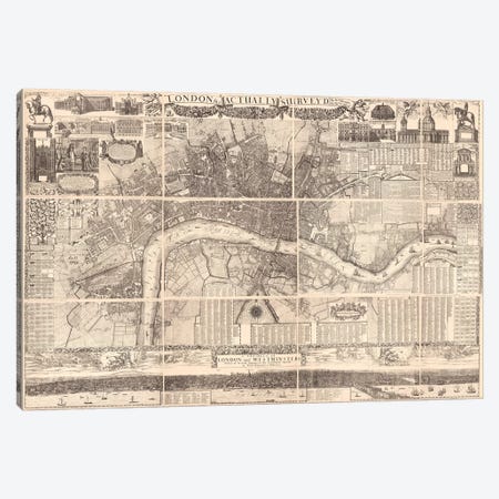 London Actually Surveyed Map Canvas Print #VAC1791} by Vintage Apple Collection Canvas Art Print