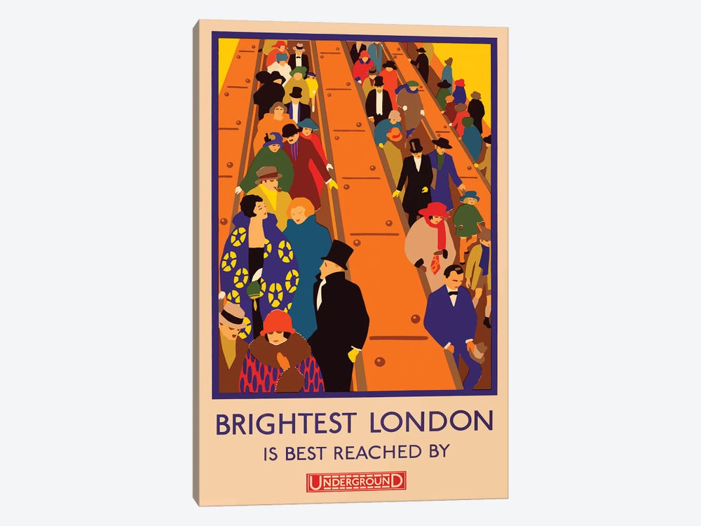 London Underground, Brightest London by Vintage Apple Collection 1-piece Canvas Art