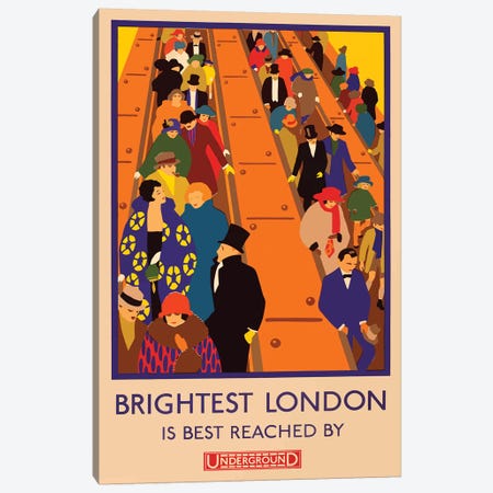 London Underground, Brightest London Canvas Print #VAC1798} by Vintage Apple Collection Art Print
