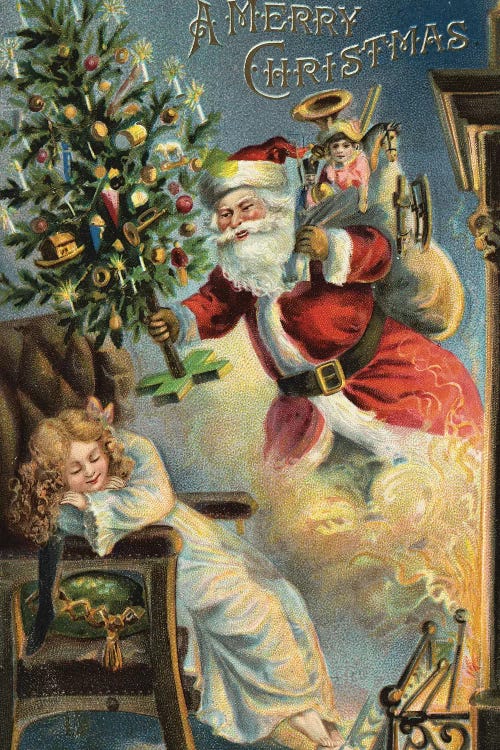 Merry Christmas Santa by Vintage Apple Collection wall art