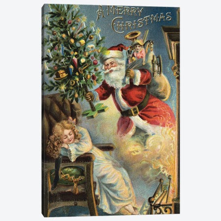 Merry Christmas Santa Canvas Print #VAC1835} by Vintage Apple Collection Canvas Art Print