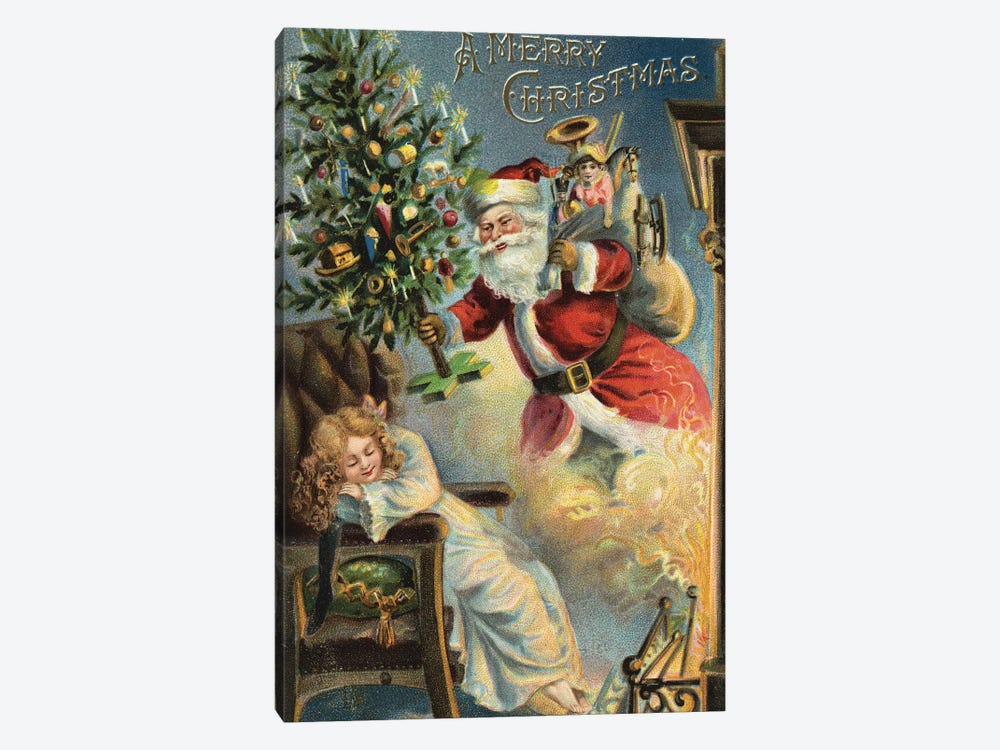 Merry Christmas Santa by Vintage Apple Collection 1-piece Canvas Art Print