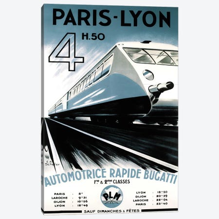 Paris-Lyon Train Canvas Print #VAC1900} by Vintage Apple Collection Canvas Artwork