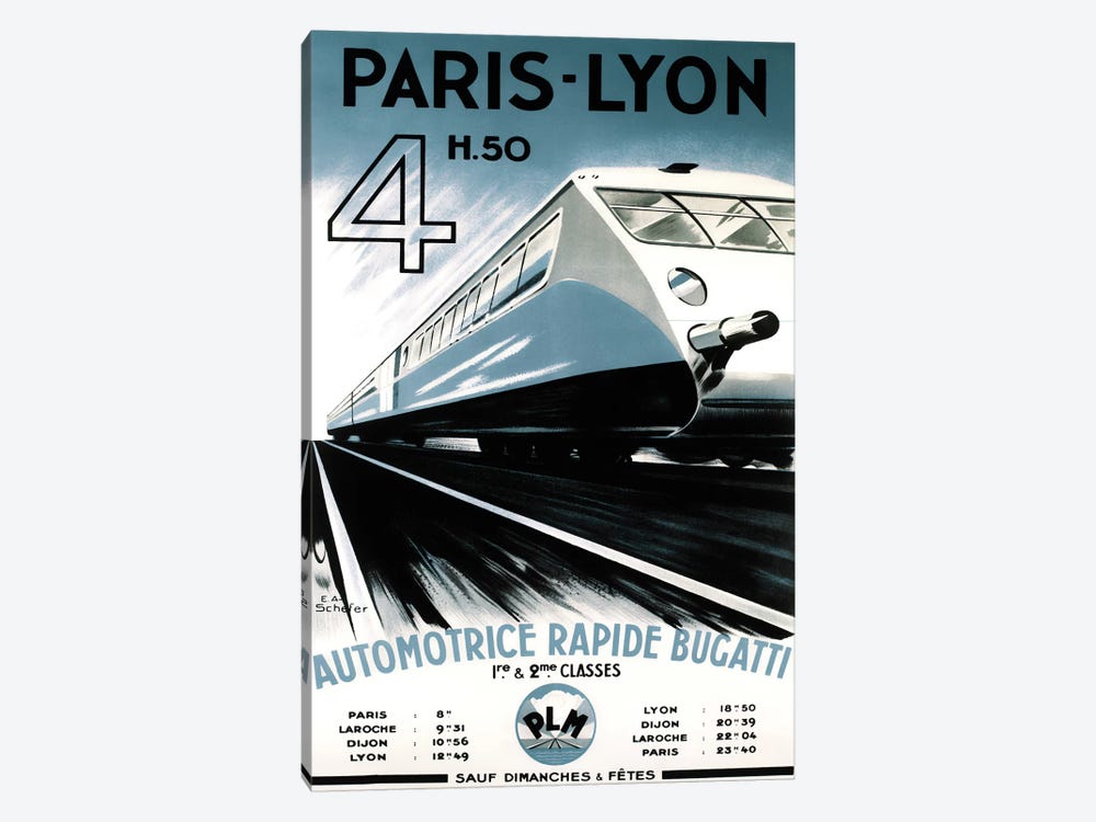 Paris-Lyon Train by Vintage Apple Collection 1-piece Canvas Art