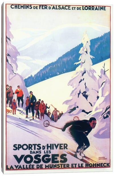 Skiing III Canvas Art Print - Skiing Art