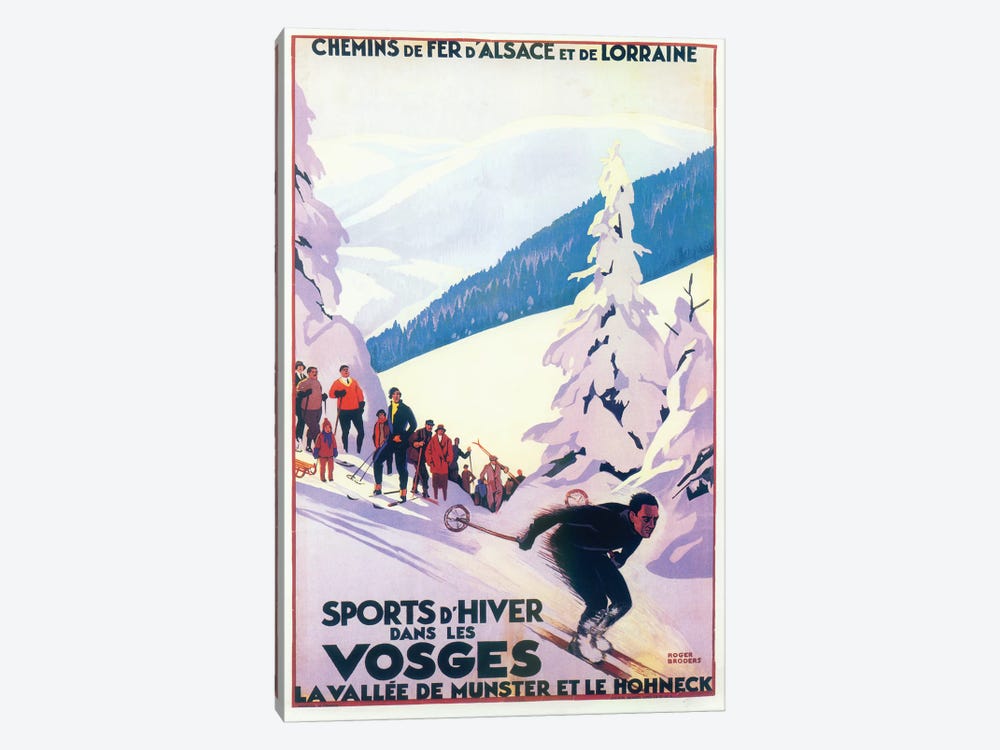 Skiing III by Vintage Apple Collection 1-piece Canvas Artwork