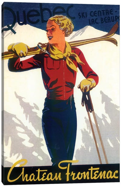 Skiing IV Canvas Art Print - Vintage Apple Collection