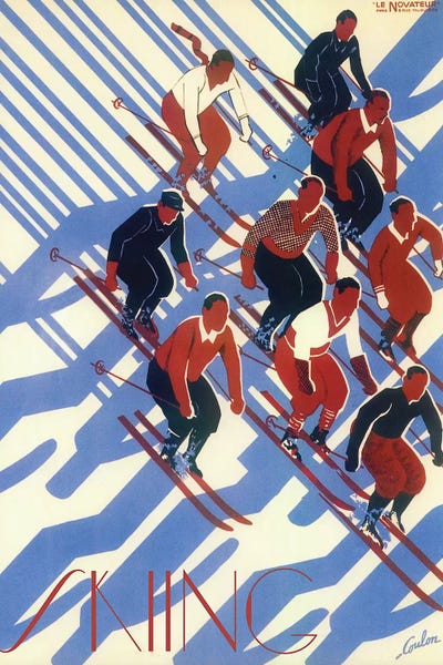 Skiing VIII by Vintage Apple Collection framed canvas print