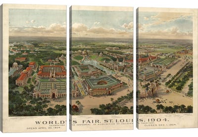 St. Louis World's Fair, 1904 Canvas Art Print - 3-Piece Map Art
