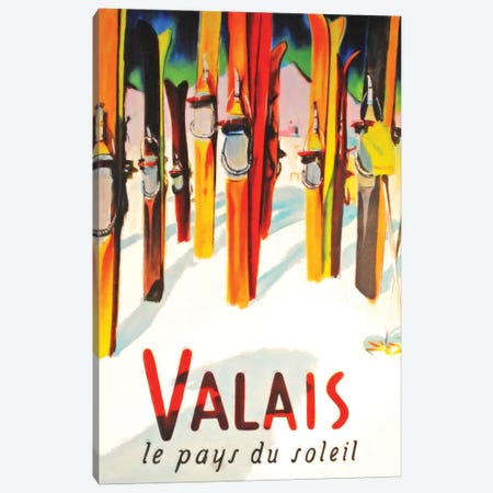 Valais Skiing Canvas Print #VAC2094} by Vintage Apple Collection Canvas Print
