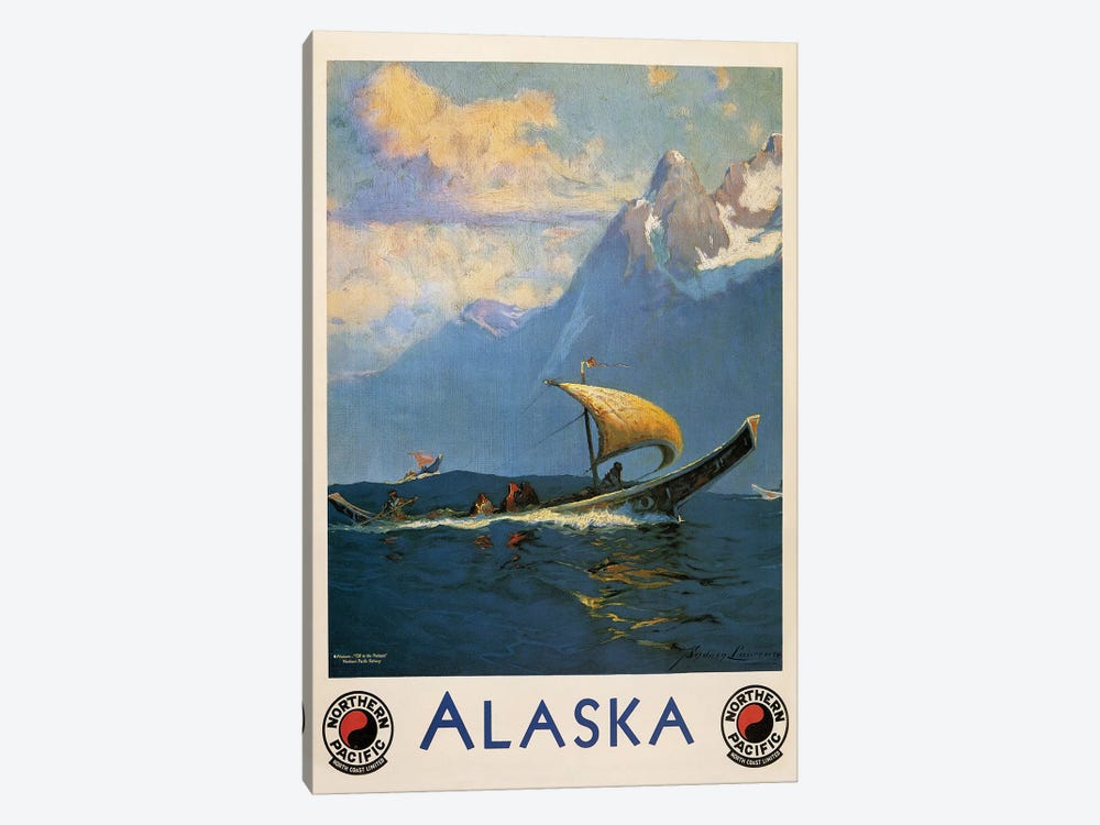 Vintage Alaska, Northern Pacific Railway by Vintage Apple Collection 1-piece Canvas Print
