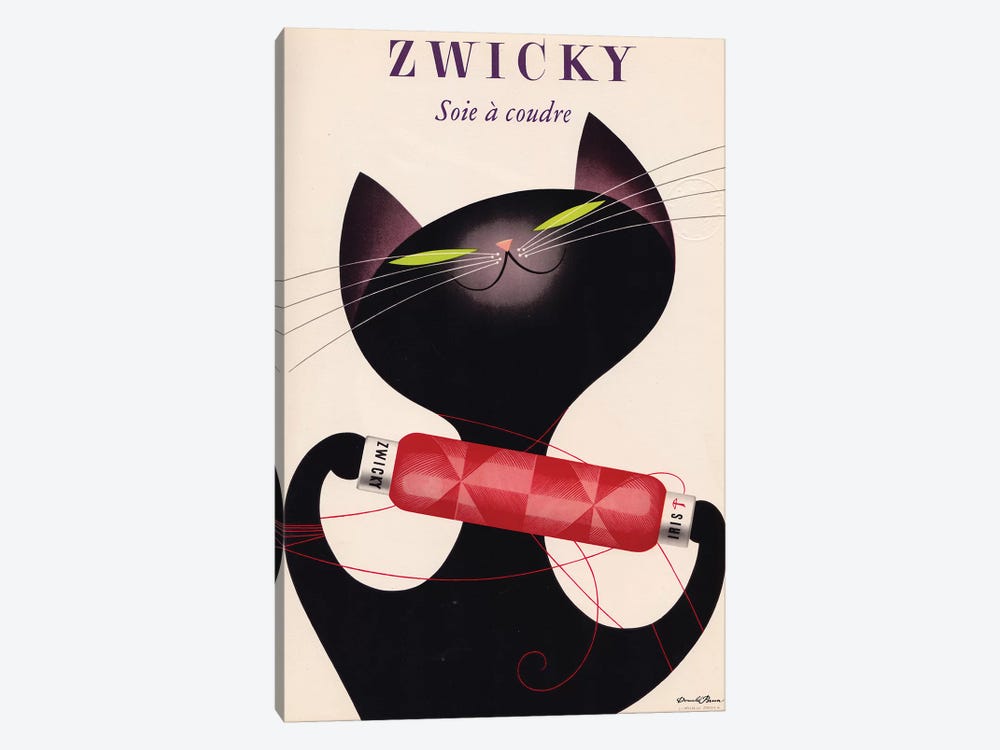 Zwicky, Black Cat Red Bottle by Vintage Apple Collection 1-piece Canvas Art Print