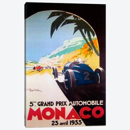 Grandprix Automobile Monaco 1933 Canvas Print #VAC238} by Vintage Apple Collection Canvas Art