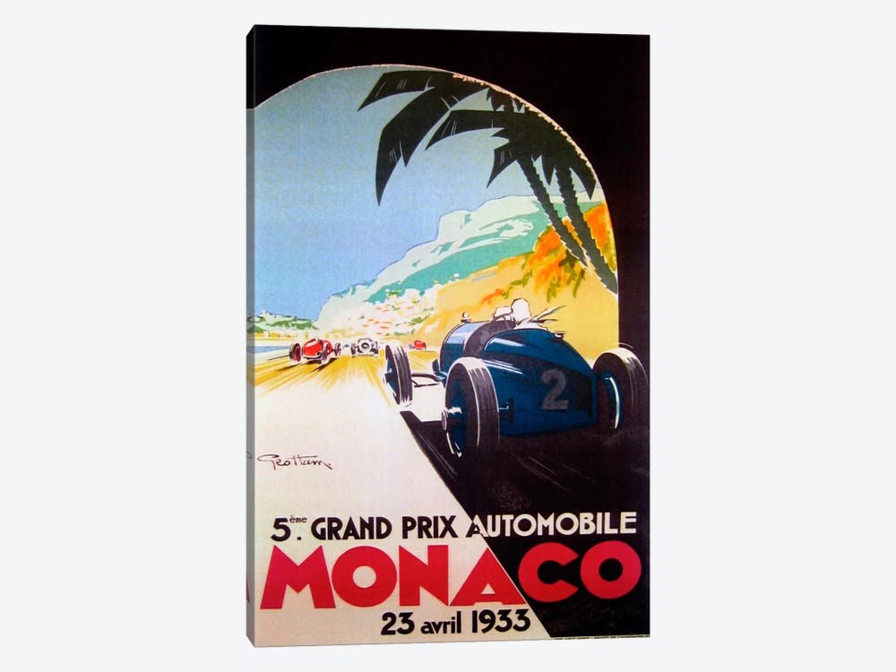 Grandprix Automobile Monaco 1933 by Vintage Apple Collection 1-piece Canvas Wall Art