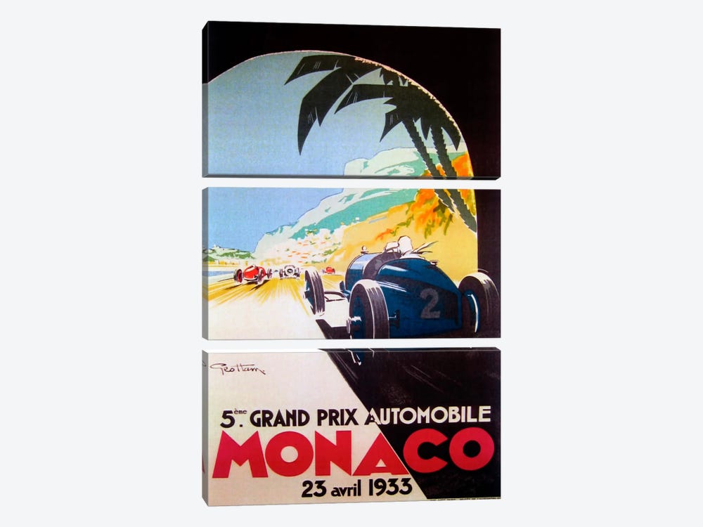 Grandprix Automobile Monaco 1933 by Vintage Apple Collection 3-piece Canvas Art