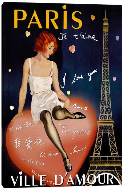 Paris I Love You Canvas Art Print - The Eiffel Tower